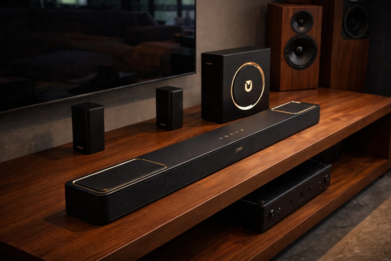 The Ultimea Skywave F40 is an affordable 5.1.2 soundbar system with wireless rear speakers, a dedicated subwoofer, HDMI eARC, Bluetooth, and immersive home theater sound on a budget.